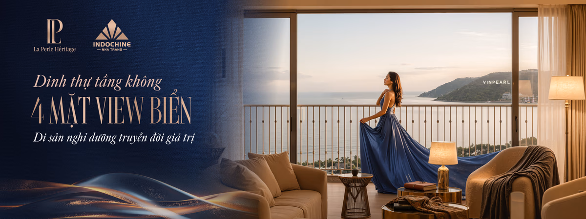 Tầm nhìn từ căn hộ La Perle Heritage Nha Trang bao trọn biển xanh